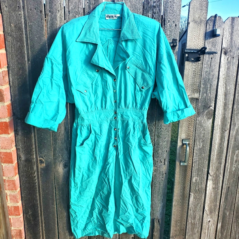 Act New York Teal Cargo Dress sz XL